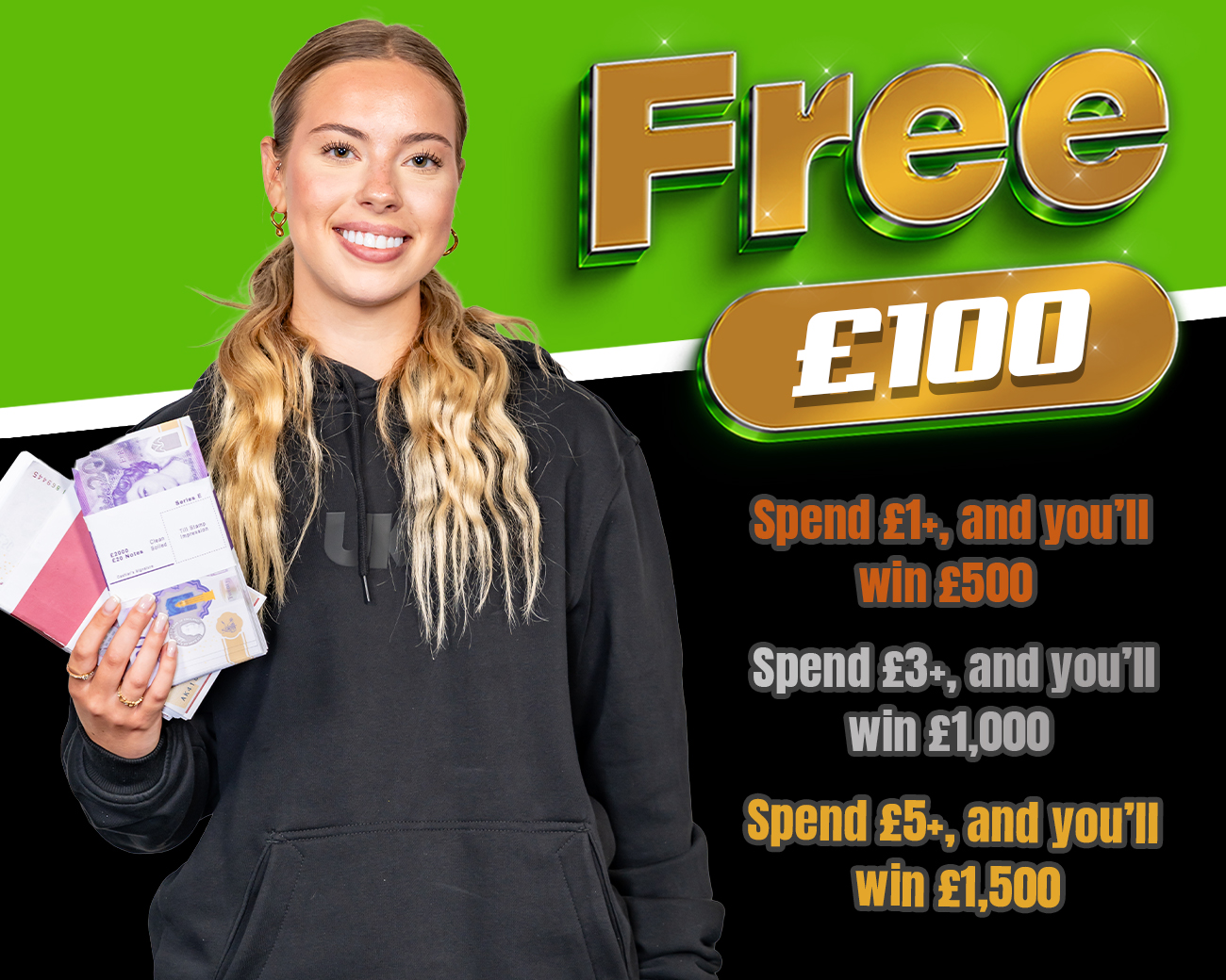 FREE ENTRY - WIN £100 | SPEND £1- £5+ & WIN EXTRA CASH!