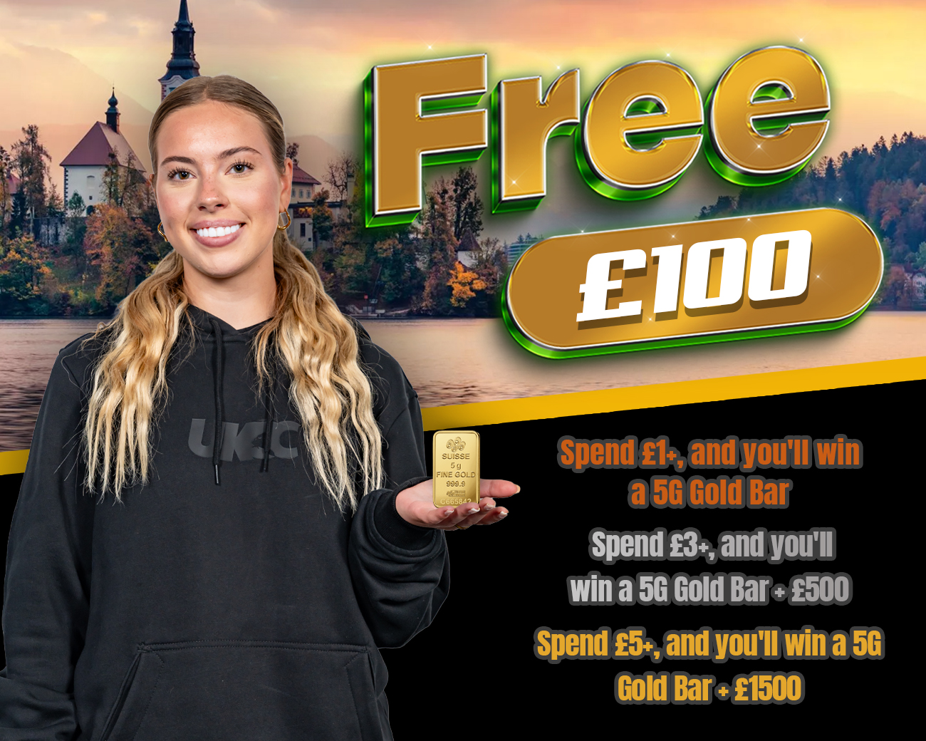 FREE ENTRY - WIN £100 | SPEND £1-£5+ AND WIN A 5G GOLD BAR & CASH!