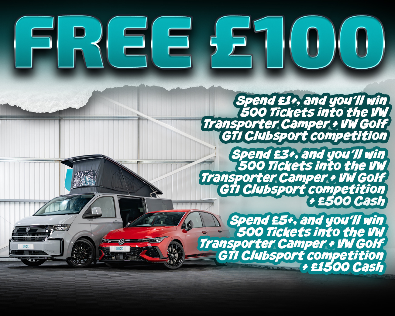 FREE ENTRY - WIN £100 | SPEND £1-£5+ AND WIN COMPETITION TICKETS & CASH!