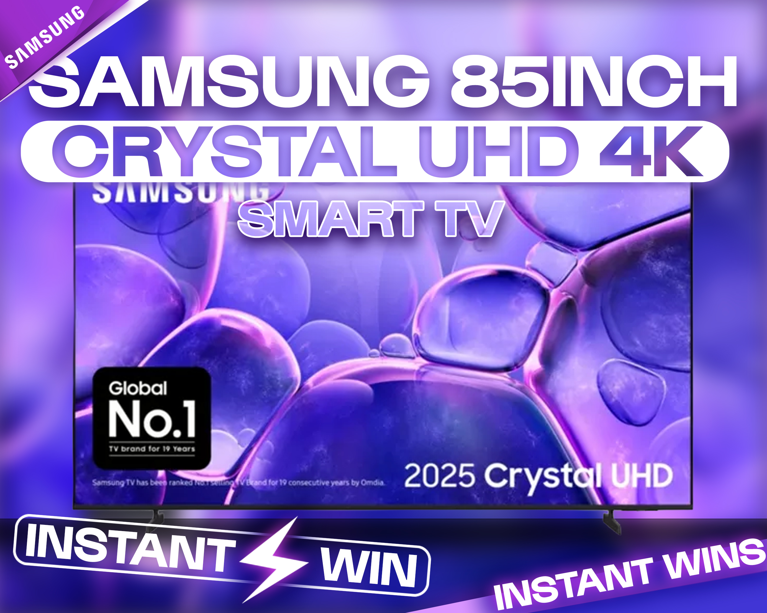 SAMSUNG 85" CRYSTAL UHD 4K SMART TV!