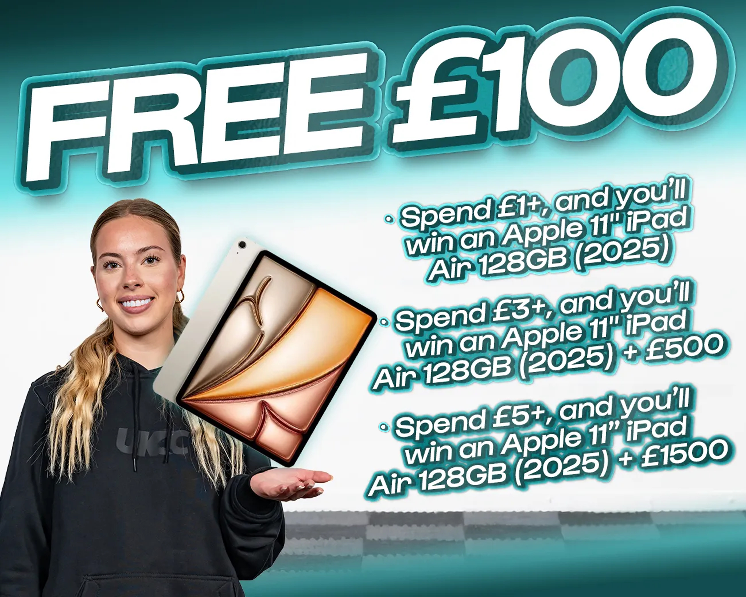 FREE ENTRY - WIN £100 | SPEND £1-£5+ AND WIN AN APPLE 11" IPAD AIR & CASH!