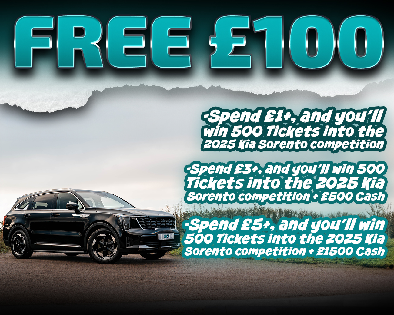 FREE ENTRY - WIN £100 | SPEND £1-£5+ AND WIN COMPETITION TICKETS & CASH!