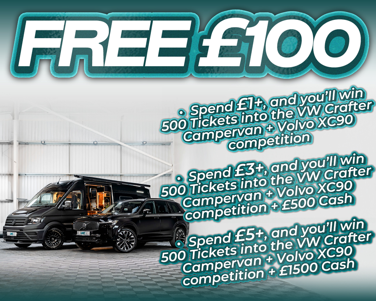 FREE ENTRY - WIN £100 | SPEND £1-£5+ AND WIN COMPETITION TICKETS & CASH!