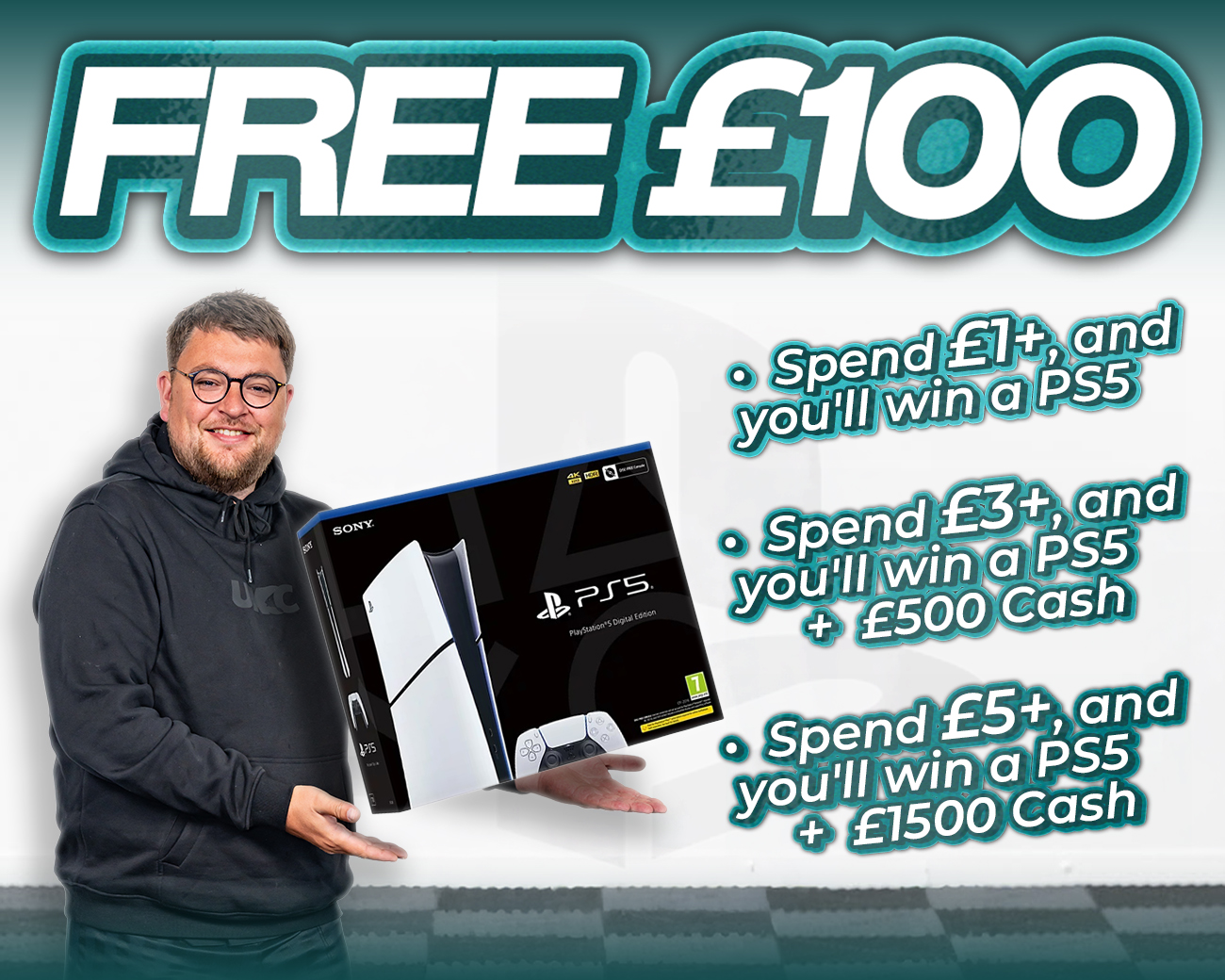 FREE ENTRY - WIN £100 | SPEND £1-£5+ AND WIN A PS5 & CASH!