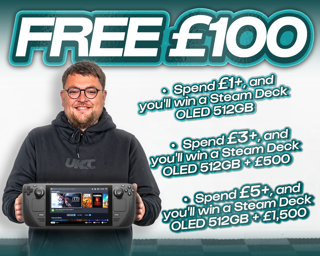 FREE ENTRY - WIN £100 | SPEND £1-£5+ AND WIN A STEAM DECK OLED & CASH!