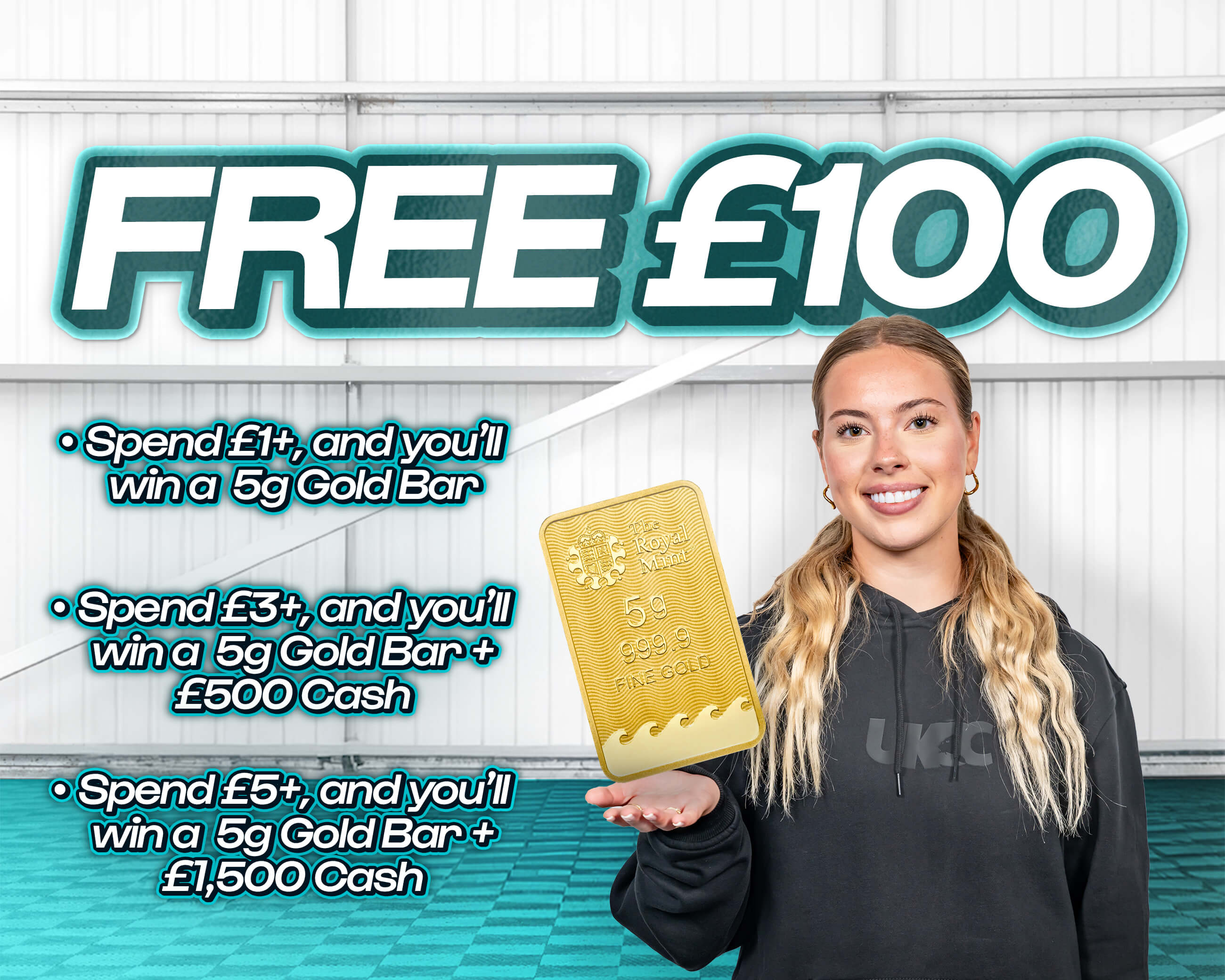 FREE ENTRY - WIN £100 | SPEND £1-£5+ AND WIN A 5G GOLD BAR & CASH!