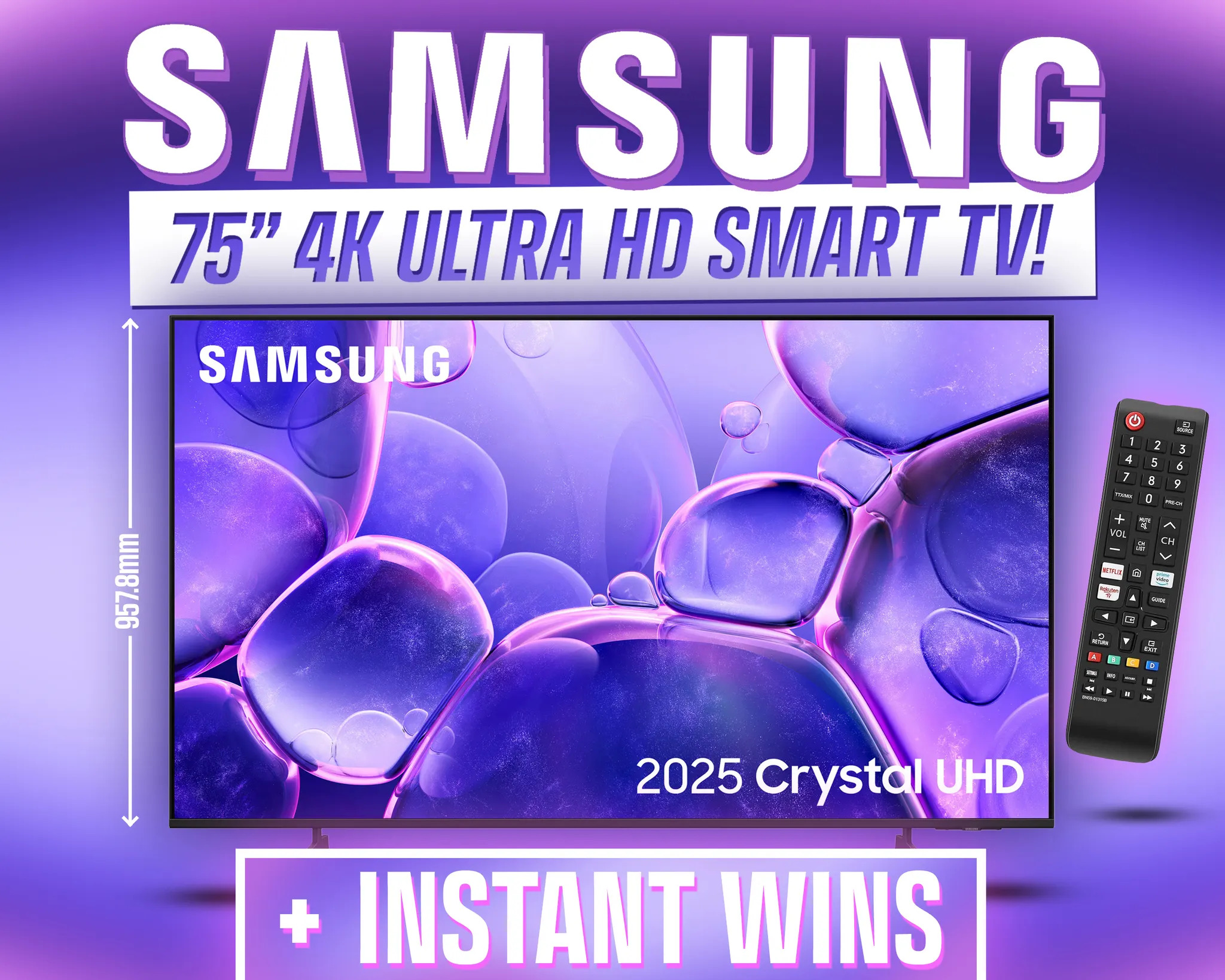 SAMSUNG 75" 4K ULTRA HD SMART TV!