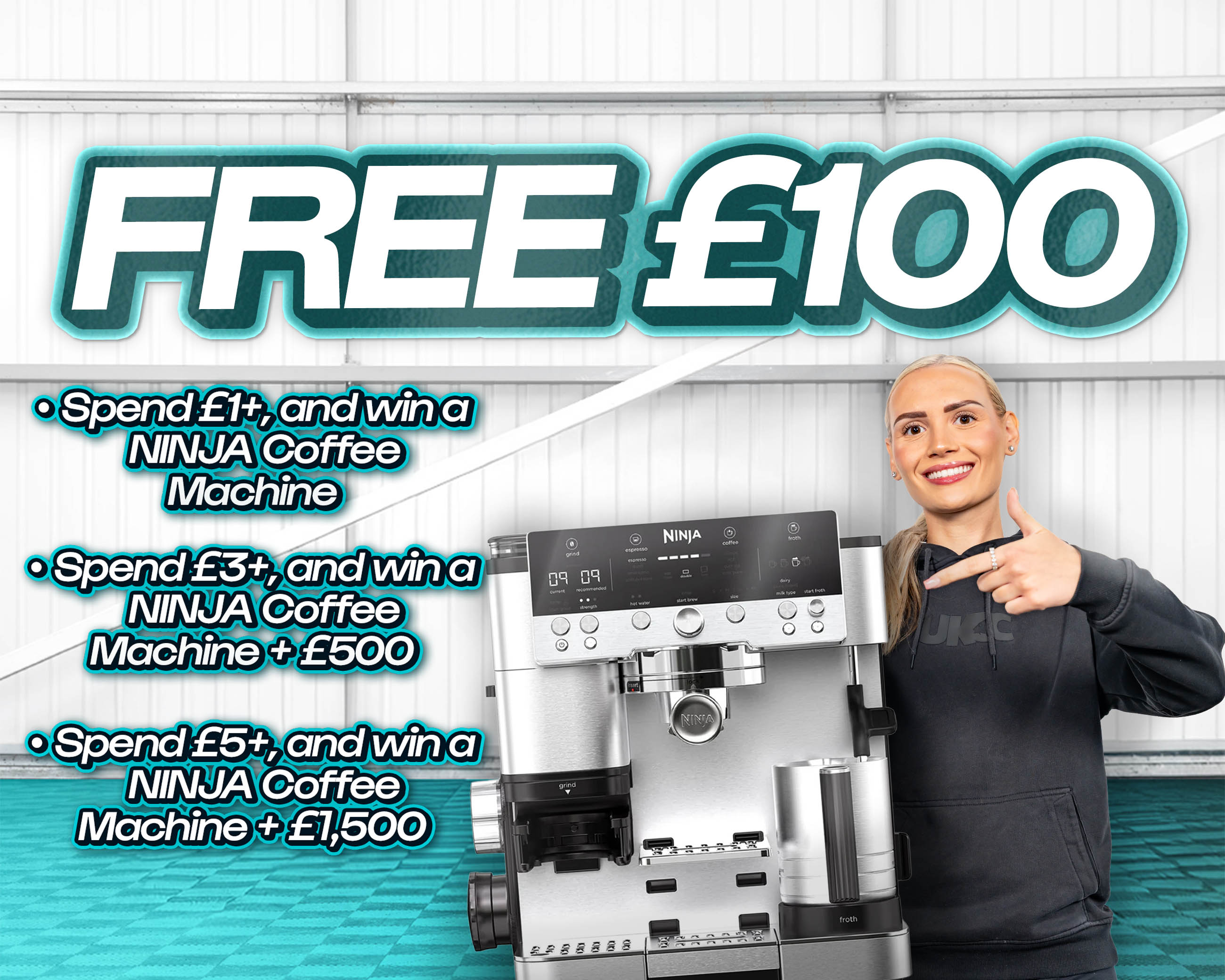 FREE ENTRY - WIN £100 | SPEND £1-£5+ AND WIN THIS NINJA COFFEE MACHINE & CASH!